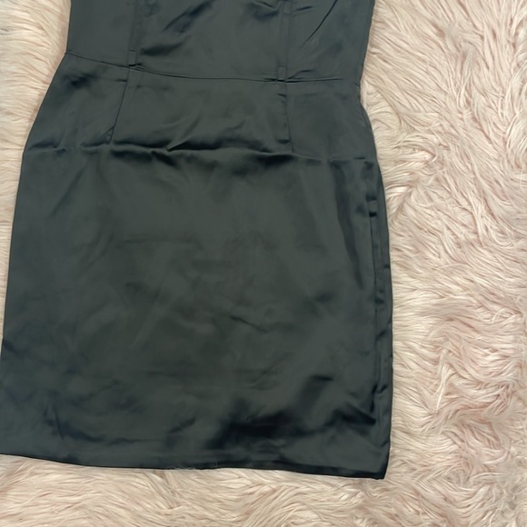 NWT Naked Wardrobe The Statement Black Satin Corset Ruched Strapless Mini Dress - Picture 9 of 10